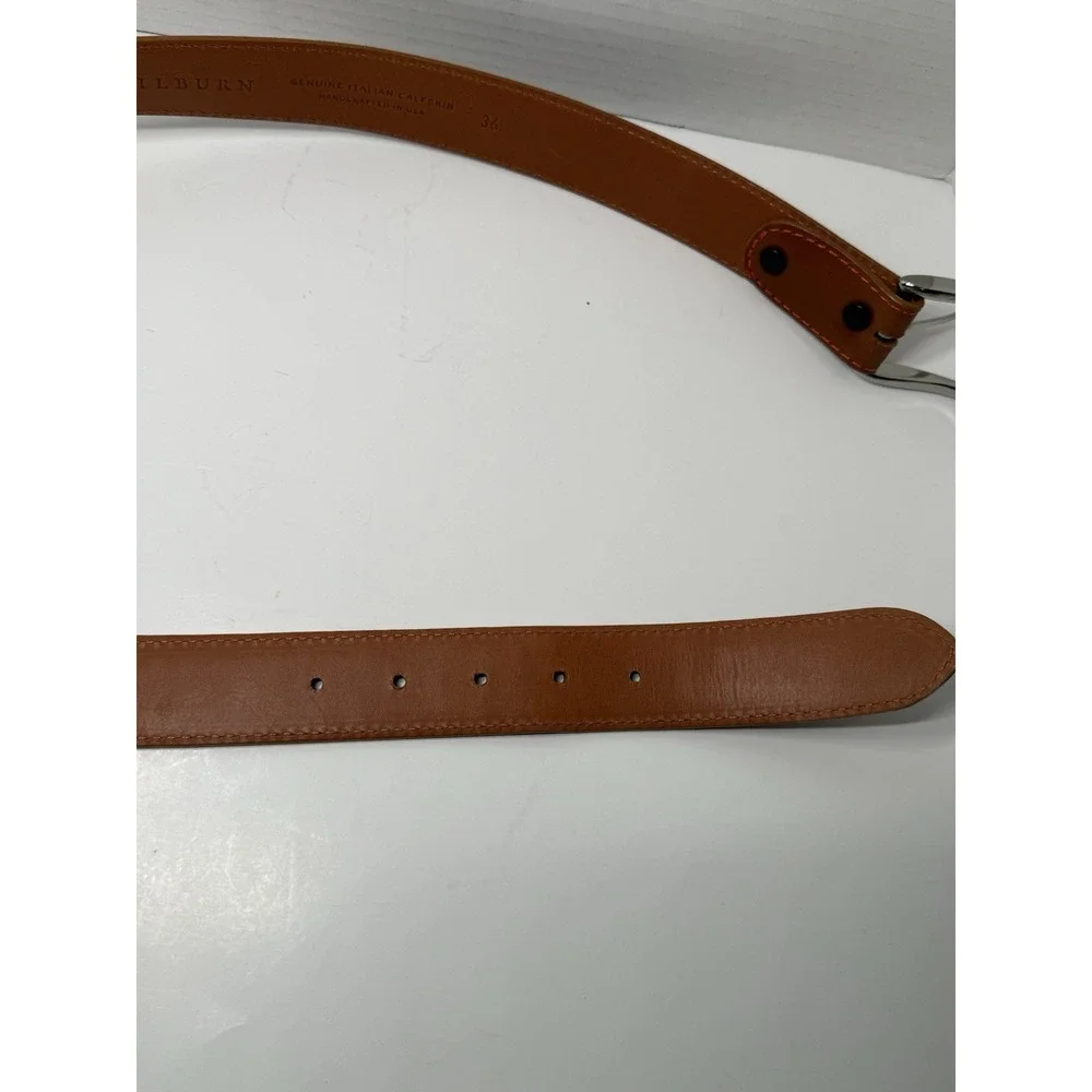 J. HILBURN MEN'S ITALIAN CALFSKIN LEATHER DRESS BELT 36 HANDCRAFTED IN USA